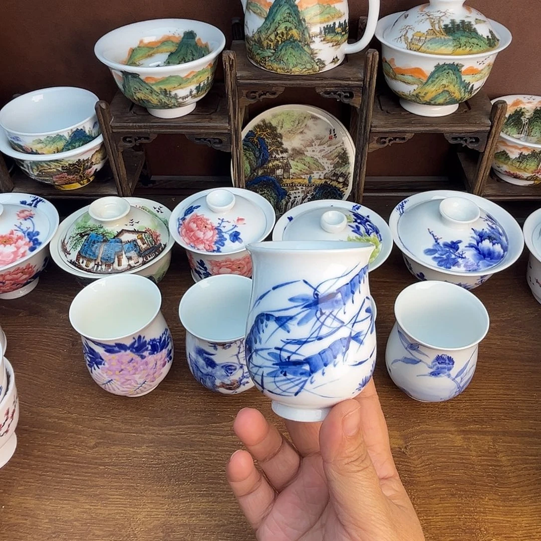 忠意堂釉下彩虾趣