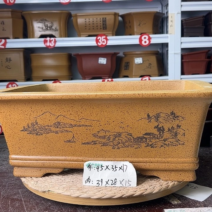紫砂花盆蛇年大吉