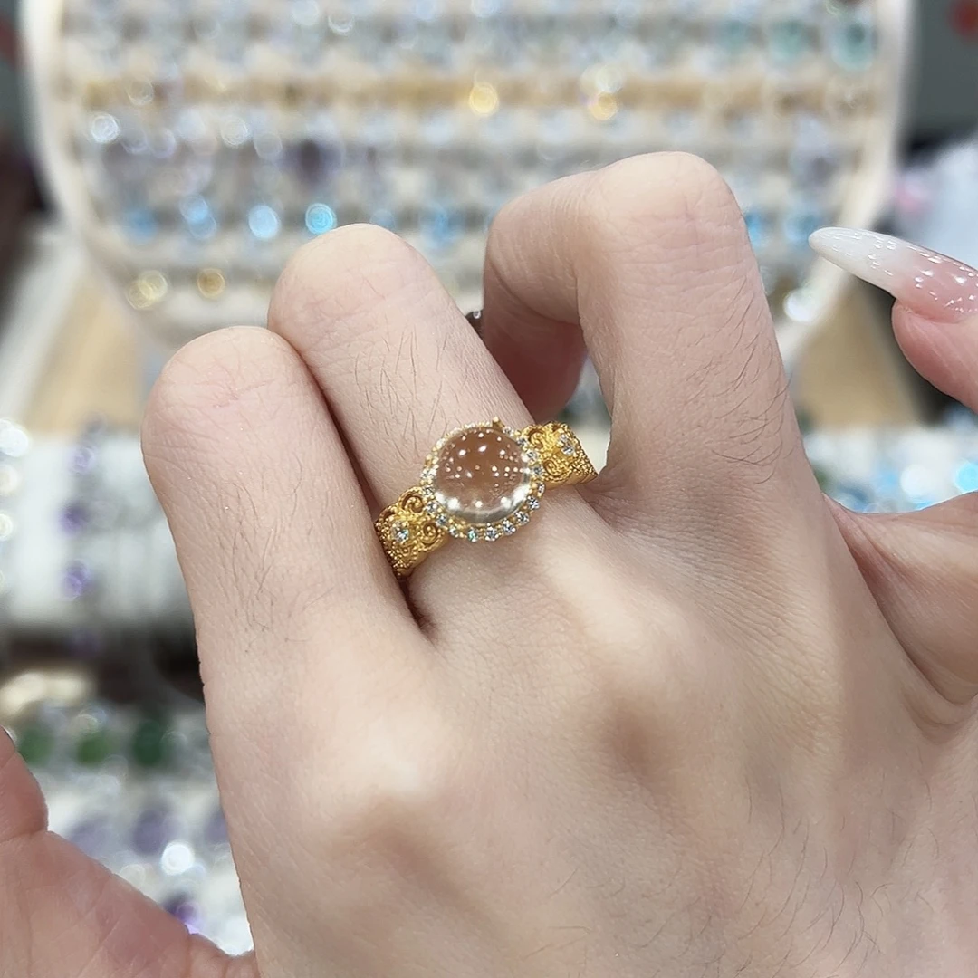 戒指黄晶银S925镶嵌