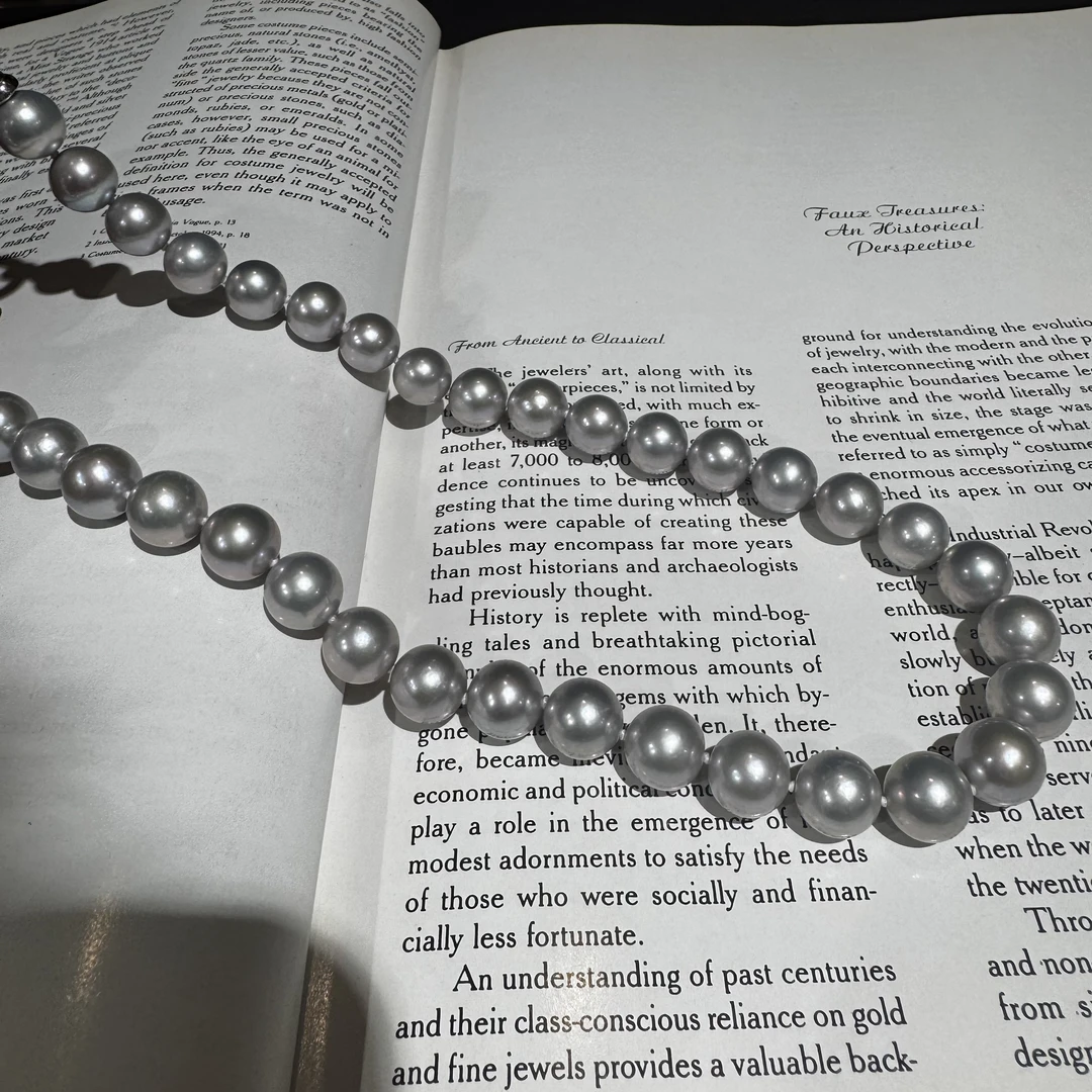 珍珠项链 日本大证银灰色珠珠项链 约10-11mm ZB251236