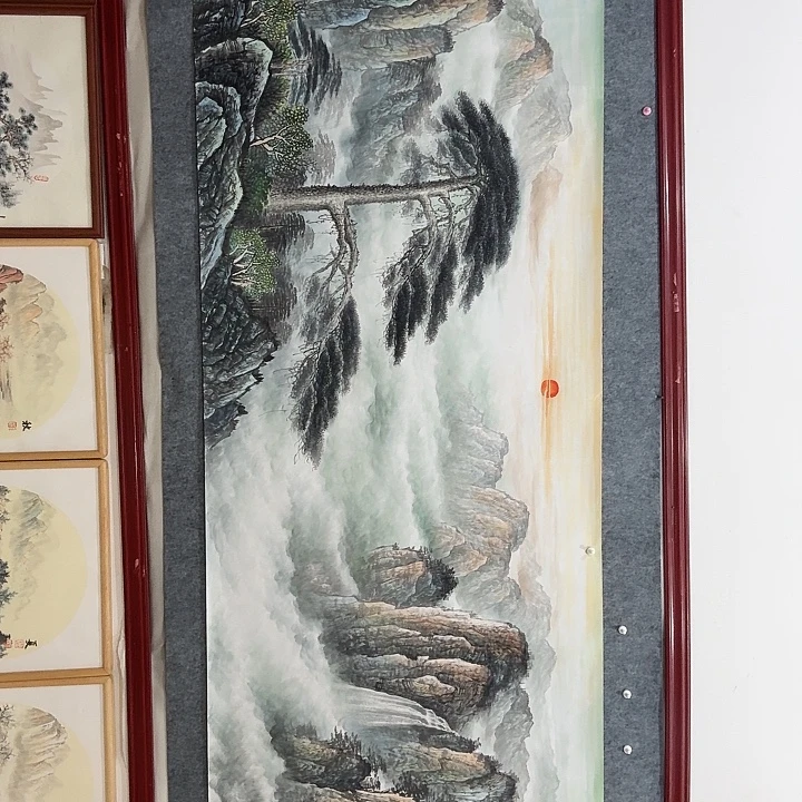 国画手绘国画迎客松