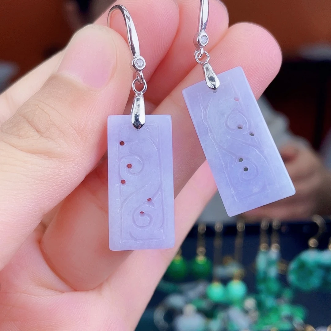 翡翠银S925镶嵌耳饰饰品