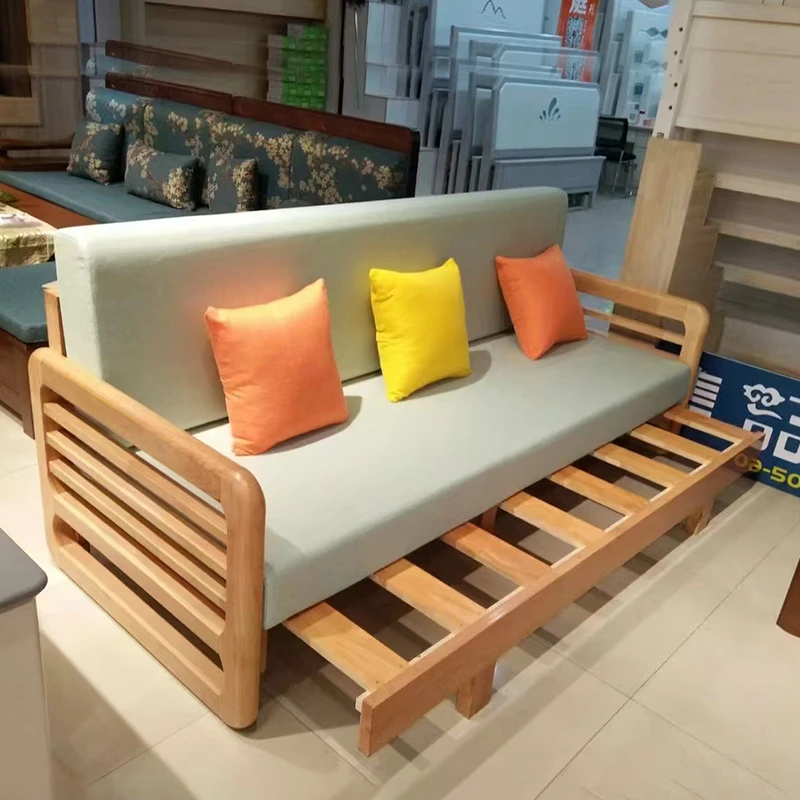 橡木儿童床可以长期睡的沙发床小户型客厅两用阳台卧室客厅伸缩床