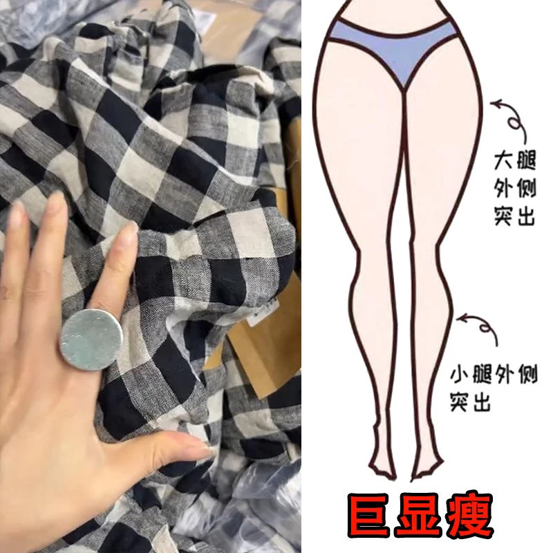 2025秋季新款大码女装宽松格子哈伦休闲裤梨形身材显瘦高腰九分裤