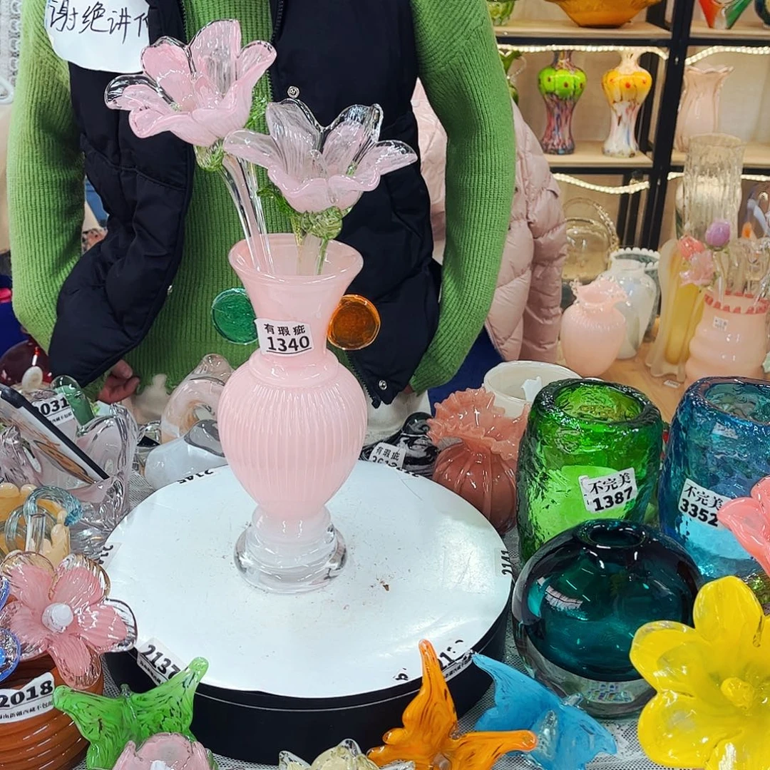 2花1小瑕瓶 家悦琉璃工艺品