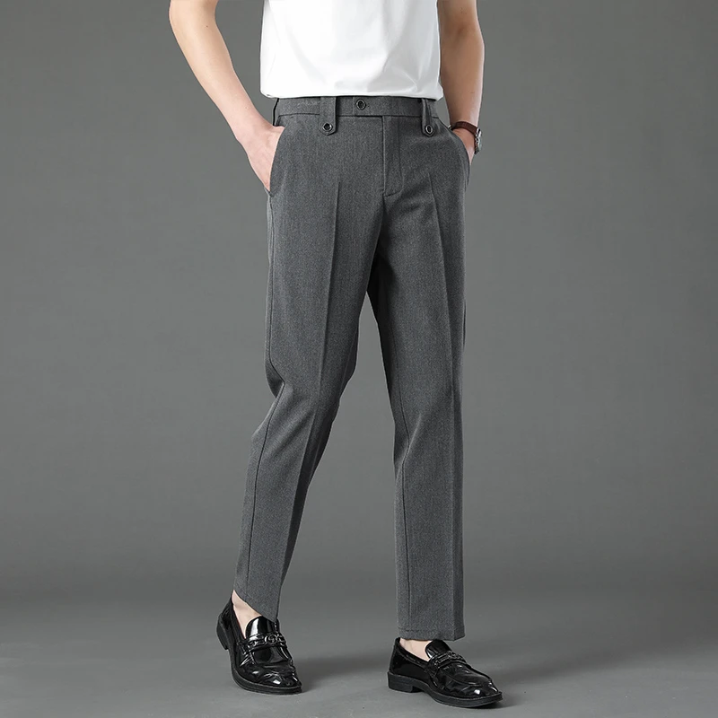 2025男士小西裤夏季新款垂感修身直筒九分裤商务休闲西裤长裤子