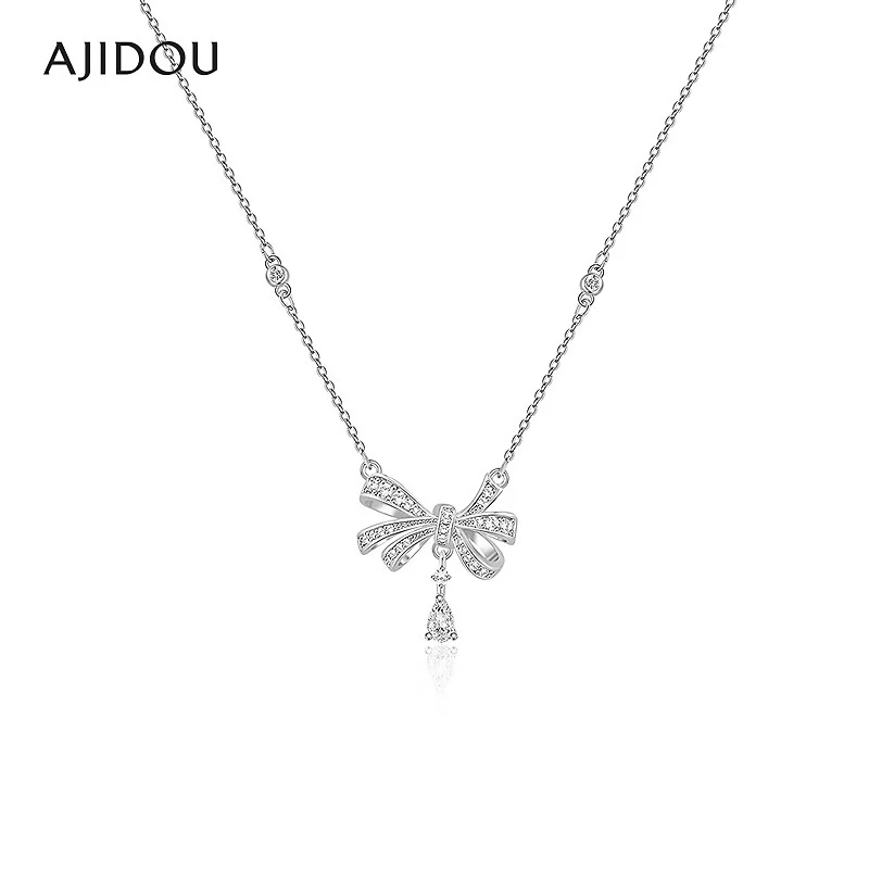 合金项链 AJIDOU阿吉豆项链女款蝴蝶结皓石吊坠【YFX】