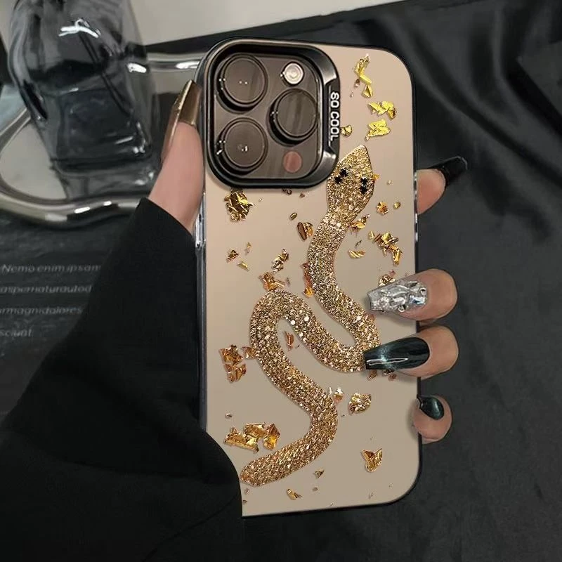 闪亮金蛇适用苹果华为荣耀OPPO/VIVO彩银防摔小米/IQOO手机壳全包