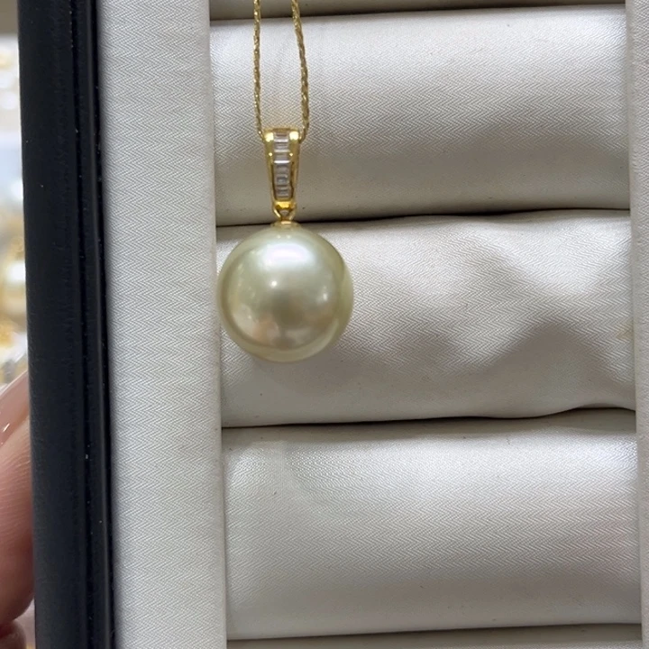 银S925镶嵌吊坠(不含链)海水珍珠13mm55号