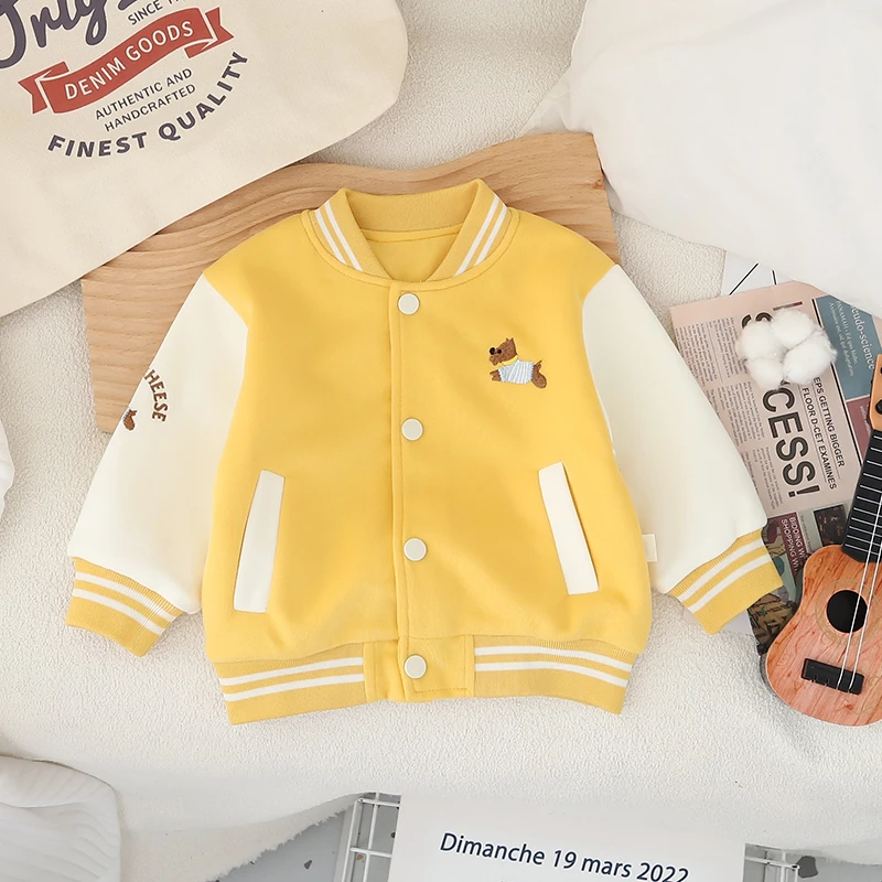 宝宝棒球服外套春秋新款男童女童洋气小童卡通夹克衫棉质开衫上衣