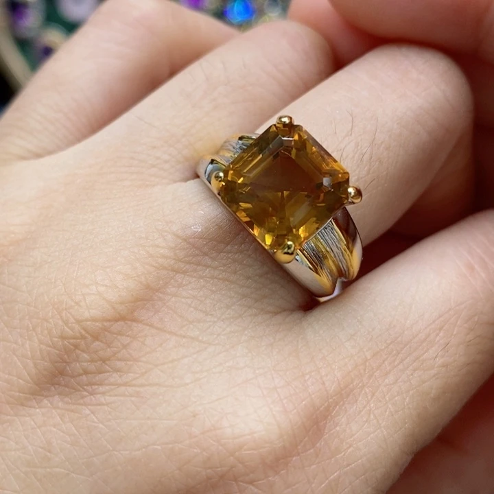 水晶戒指银S925镶嵌天然水晶戒指