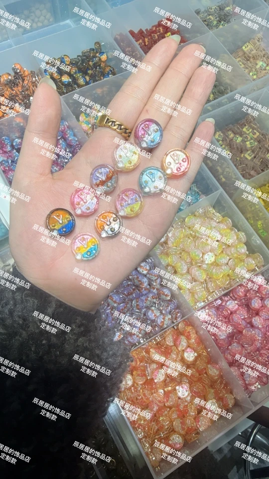 韩国家定制双面三色拼表盘通孔diy配件