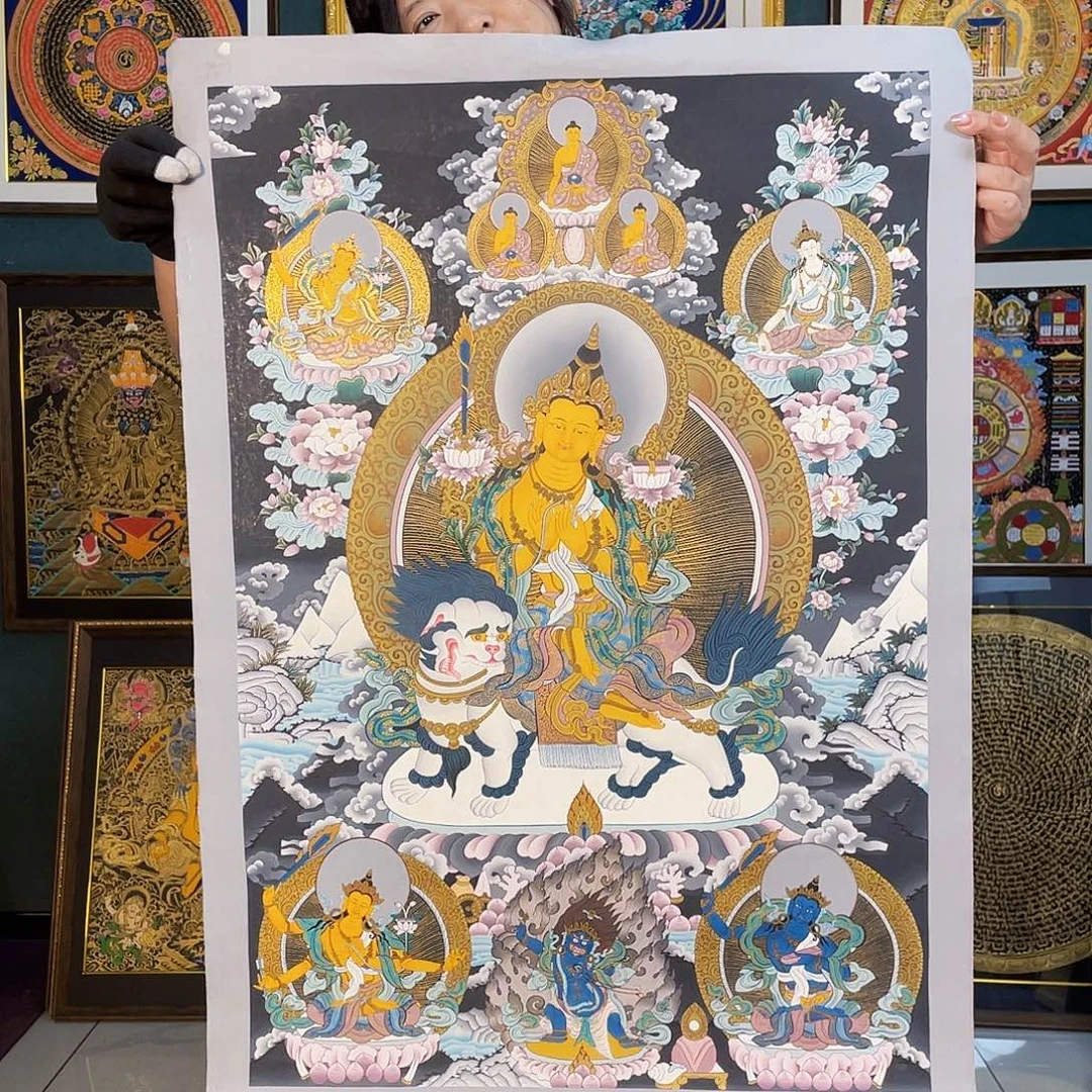 卷轴画手绘唐卡 文殊