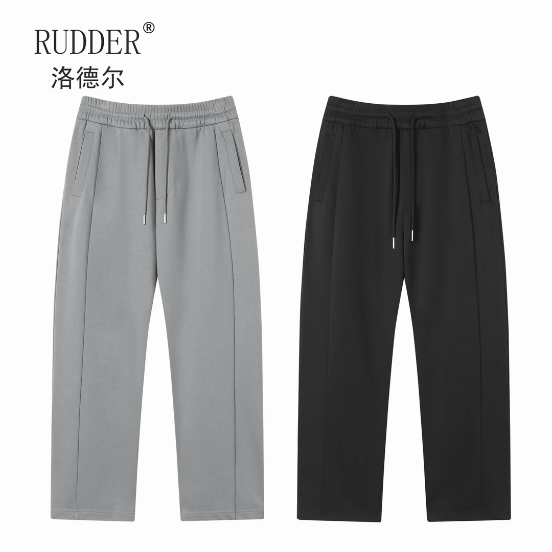 Rudder/洛德尔350g纯色拼块紧密长绒棉直筒裤香蕉裤休闲卫裤男春