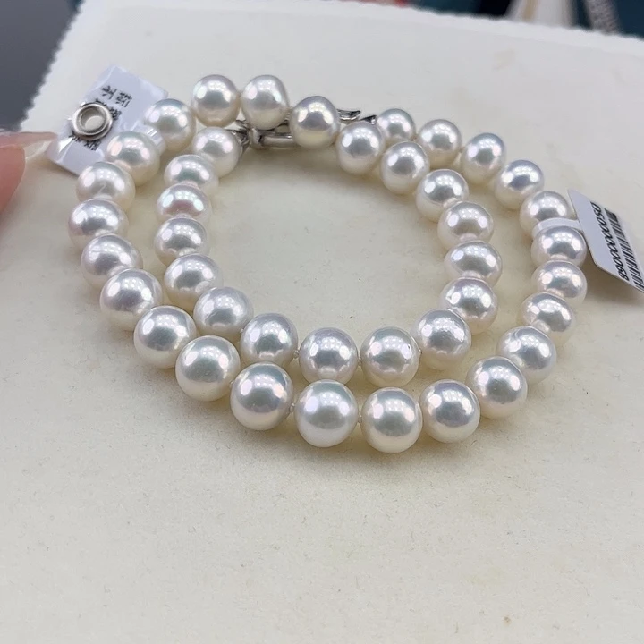 淡水珍珠银S925镶嵌颈饰10-11极光奥绿光高品