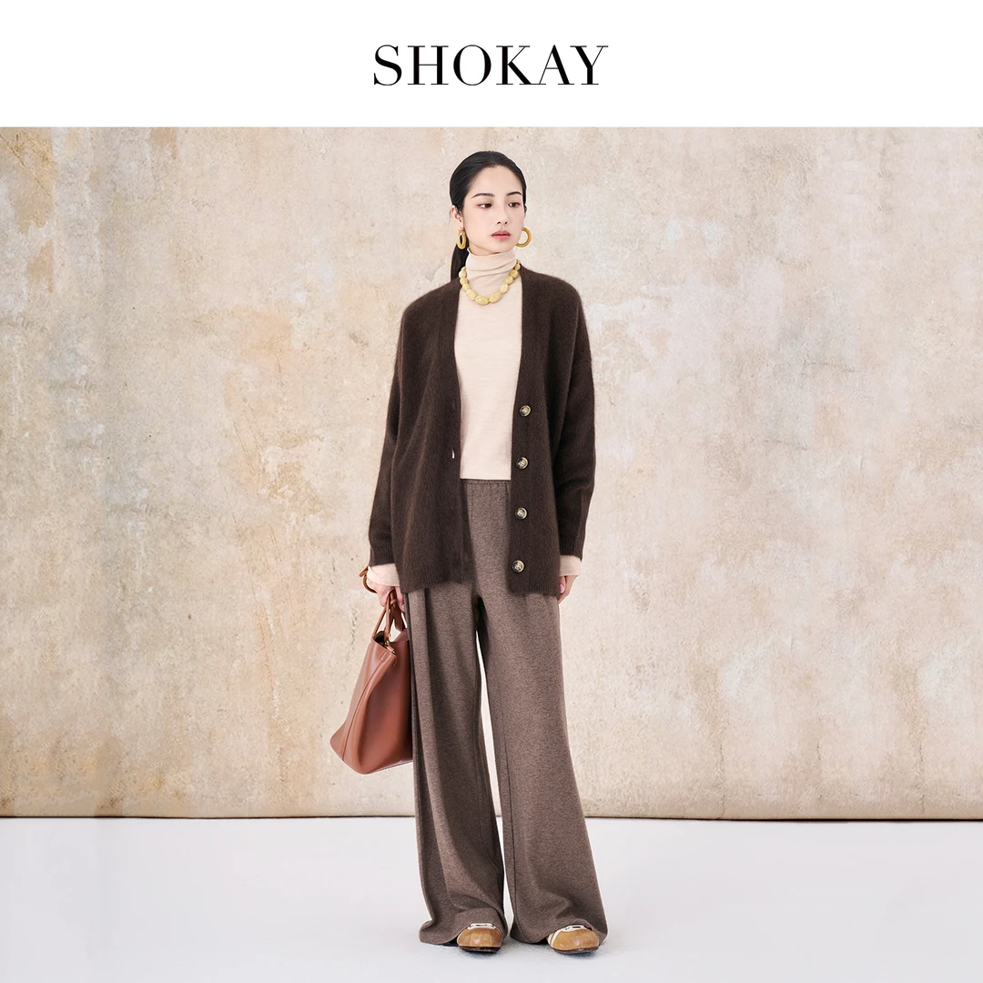 【100%牦牛绒】25秋冬新品云绒系列进口水洗拉绒V领纯色高级开衫