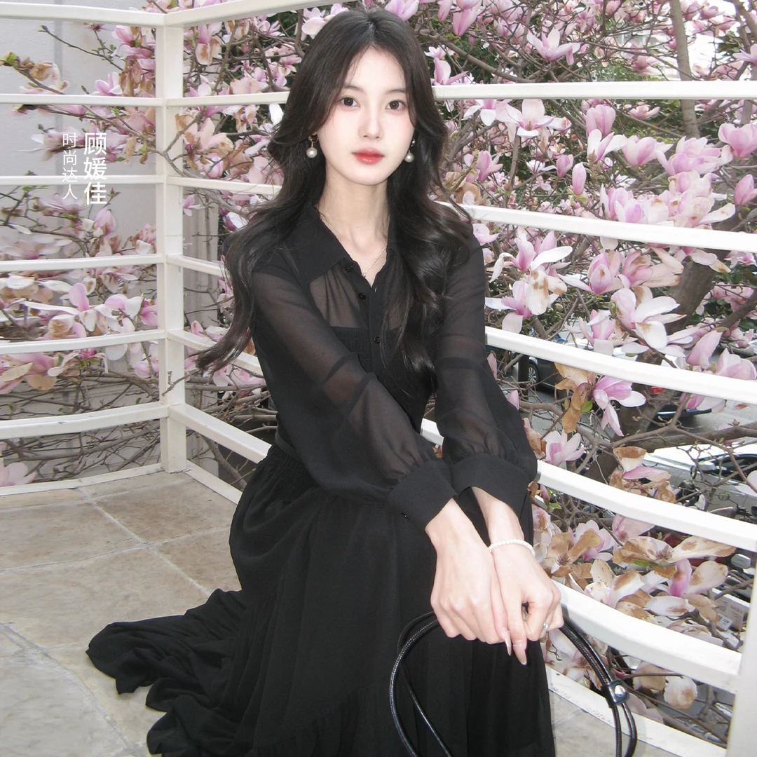 【天鹅裙】伊芙丽度假风衬衫连衣裙女25春夏季鱼尾蛋糕裙1G2992961