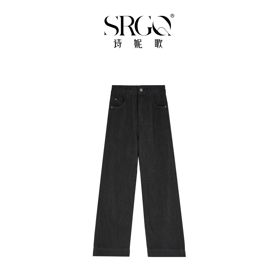 诗妮歌24AW定制 |【蓝色孤岛】丹宁牛仔裤冬加厚直筒休闲牛仔裤