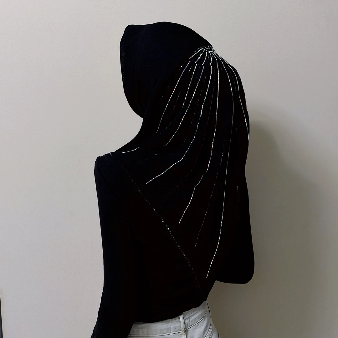 精品亚麻烫钻方巾