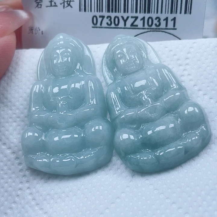 翡翠足银镀金镶嵌吊坠(不含链)