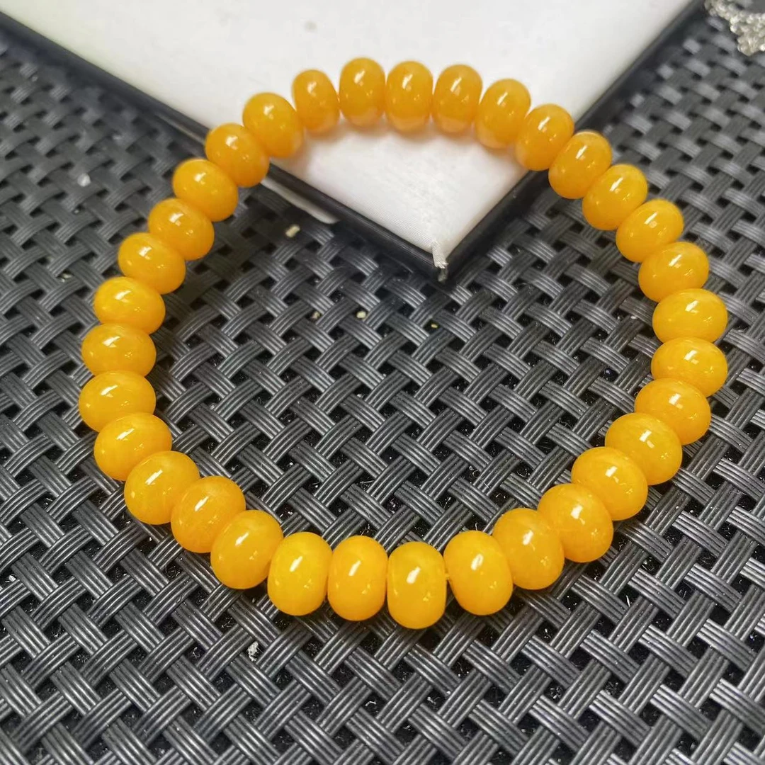 【九矿】G417鸡油黄算盘手链8m时尚手链