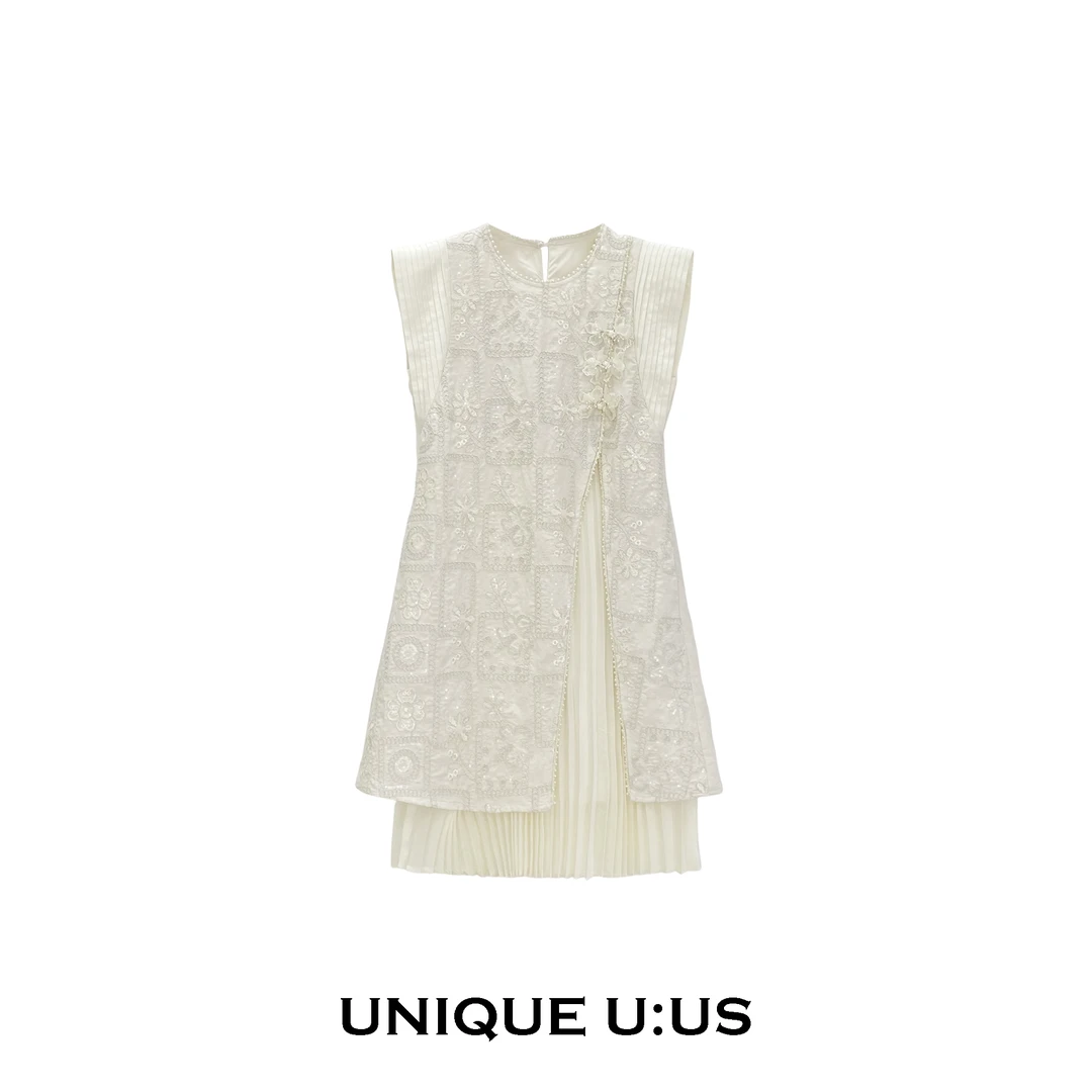 UNIQUE U:US【玉玲珑编号57】气质时尚百搭夏季设计感连衣裙250813