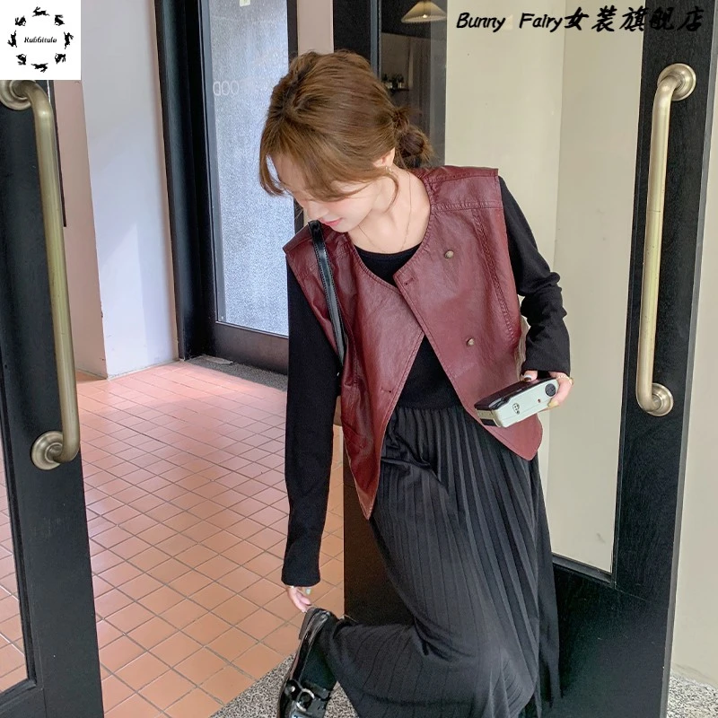 法式黑色马甲连衣裙套装女2025春新款高级感休闲显瘦百褶裙两件套