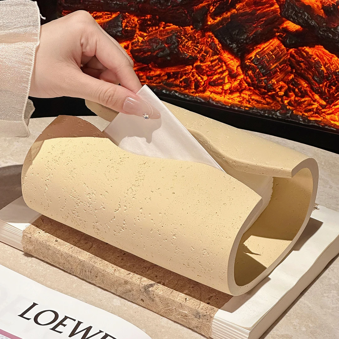 侘寂风纸巾盒家用客厅桌面抽纸盒2025新款轻奢高档抽纸盒收纳盒