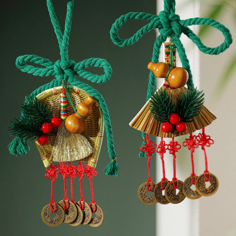 【现货】端午节装饰挂件艾草入户门把手万字结扫帚挂饰节日布置礼品