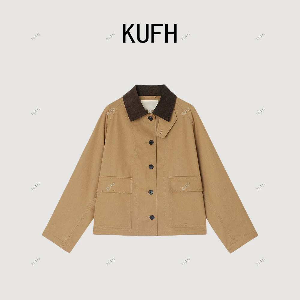 KUFH【纸间风骨】25秋新高密斜纹棉夹克巴恩风短上衣女外套KYMAB804