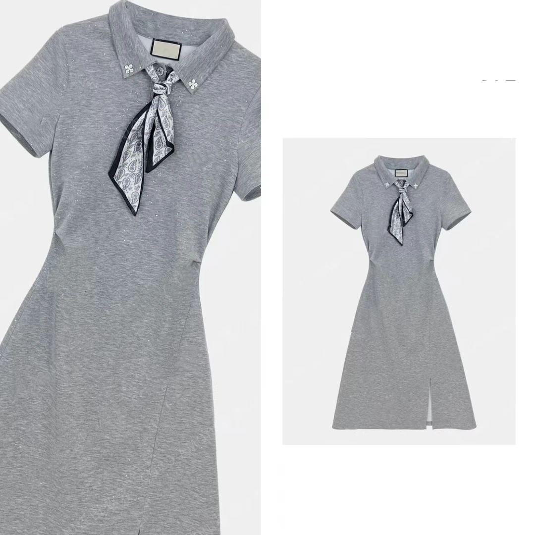 时尚设计高定时尚女装拼接重工蝴蝶结显瘦气质连衣裙