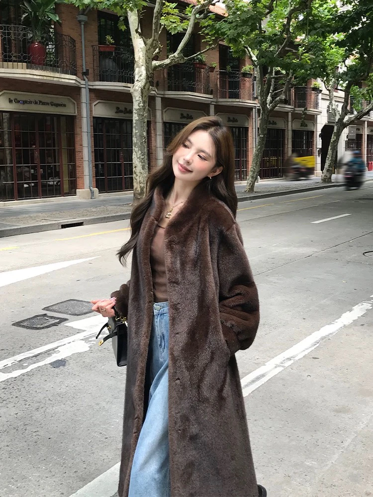 2024新款皮毛一体中长款冬季保暖毛毛外套女