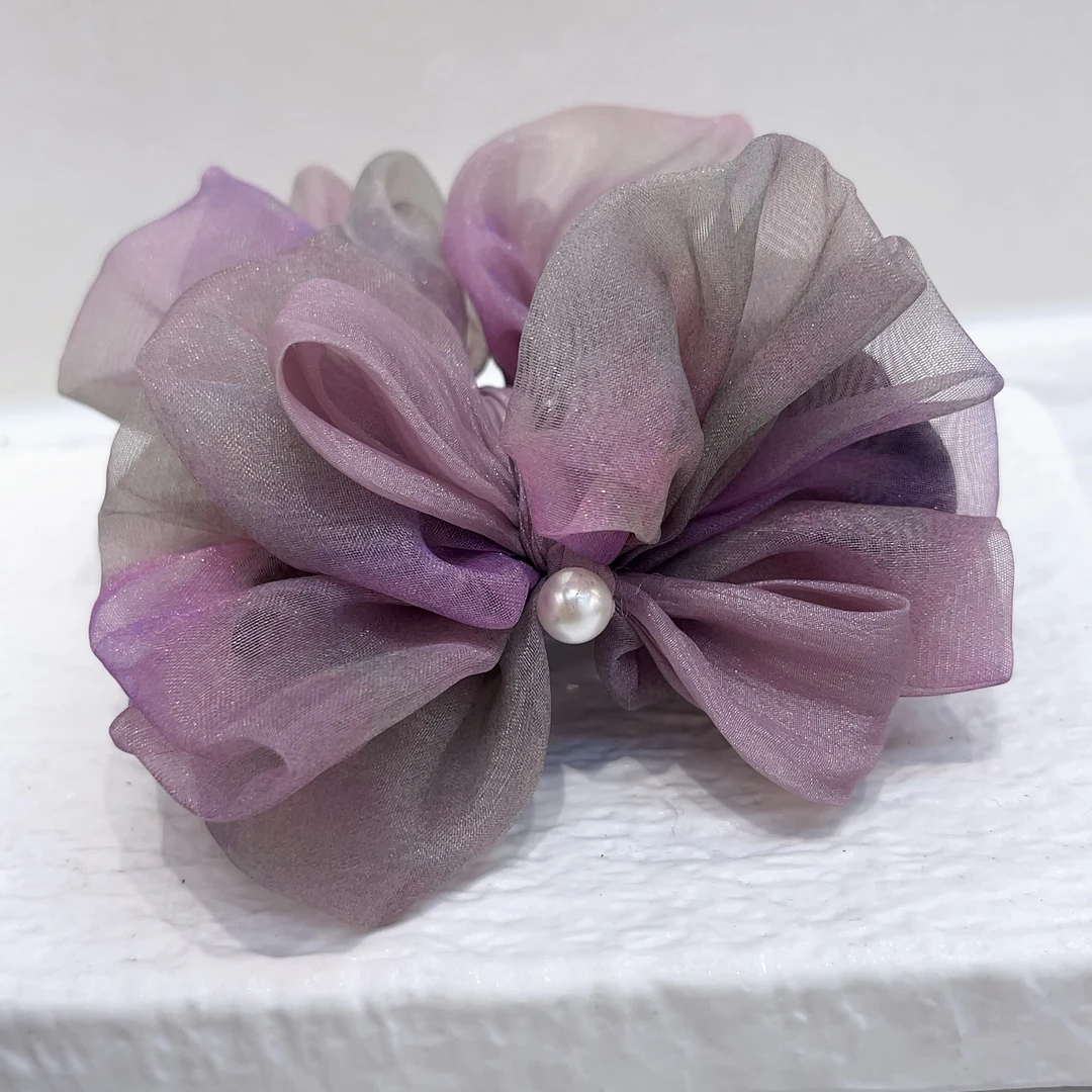 F296激光色紫色丸子夹