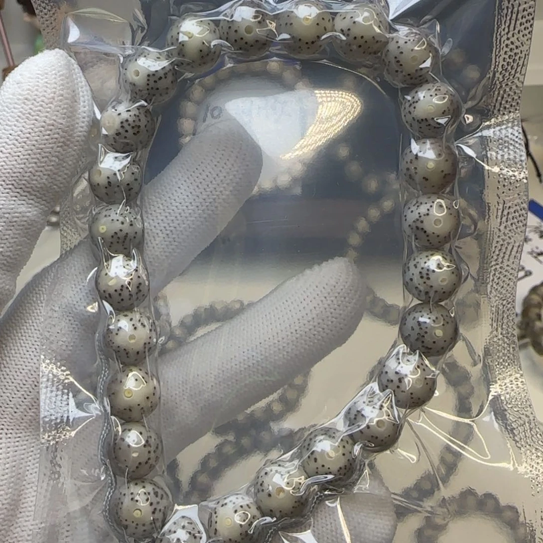 星月菩提手串石玉糯冰圆珠手持卡10