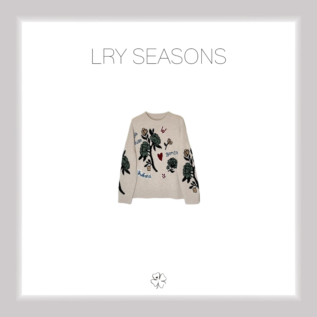 LRY SEASONS |趣味花朵提花圆领套头毛衣25651