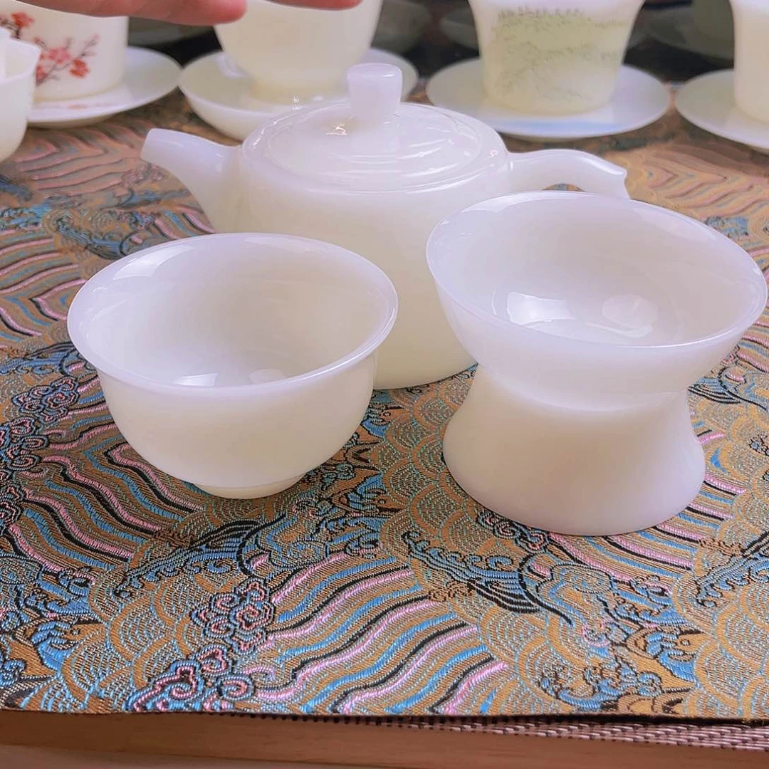 瓷片用****3高档精品皙白玉瓷茶壶加主人杯茶漏一套