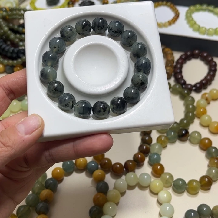 蛇纹石玉未镶嵌手链卡12