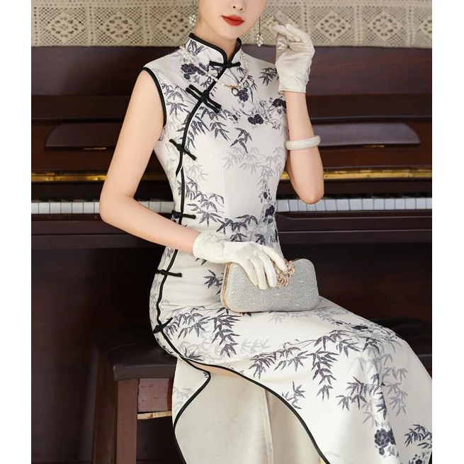 夏季新款无袖2025高端改良式中国风年轻洋派质加长版高个子旗袍