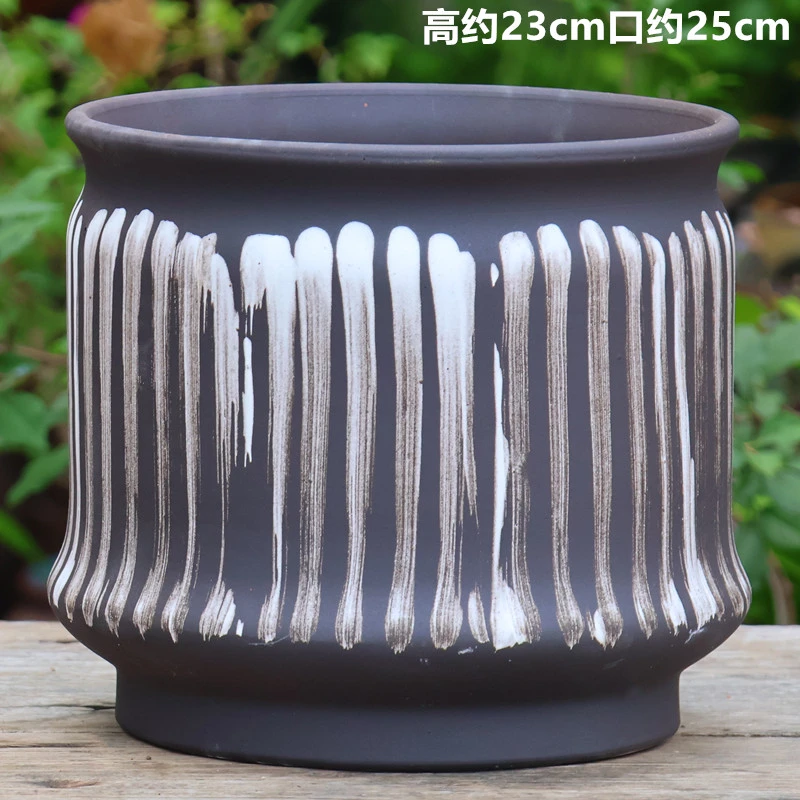 复古透气粗陶花盆适合室内兰花君子兰多肉等植物1928