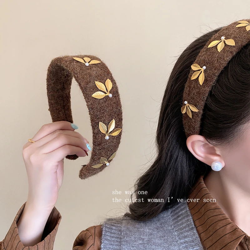 秋棠金叶~复古美拉德毛呢发箍高级感洋气时尚高颅顶头箍旅行发卡