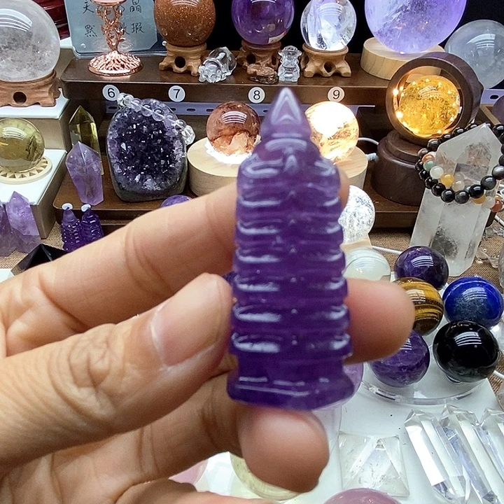 水晶摆件未镶嵌天然紫水晶文昌塔