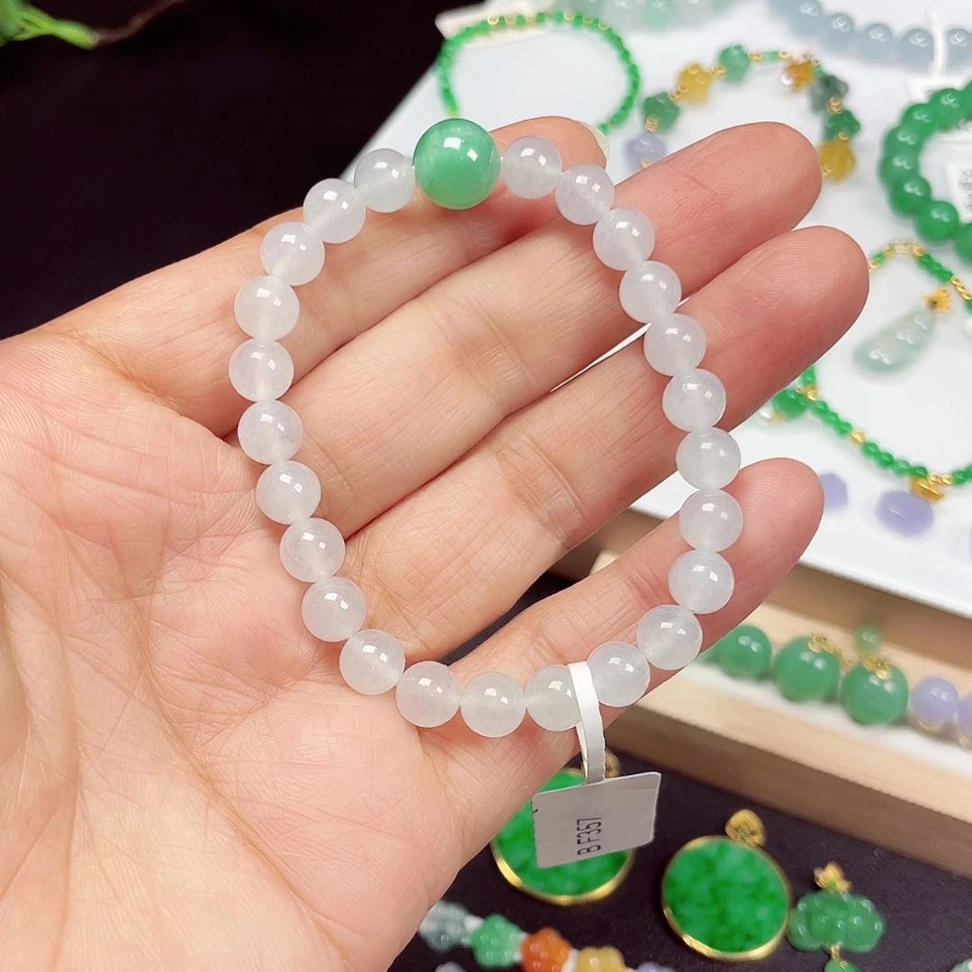 翡翠未镶嵌手链天然缅甸翡翠A货卡10-7