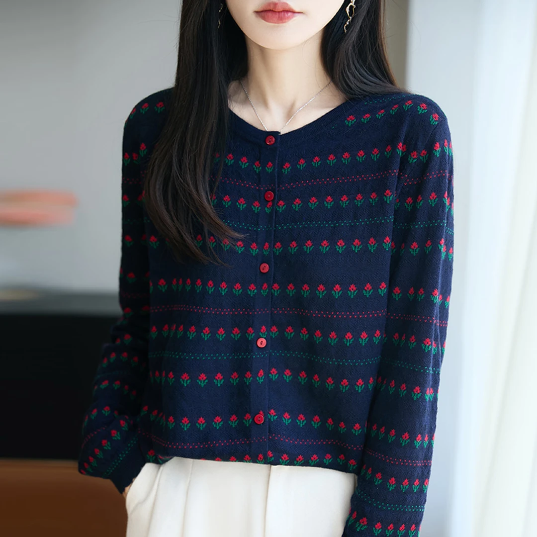 胖mm春秋大码女士薄款外搭针织开衫2025早秋新款爆款绣花毛衣外套