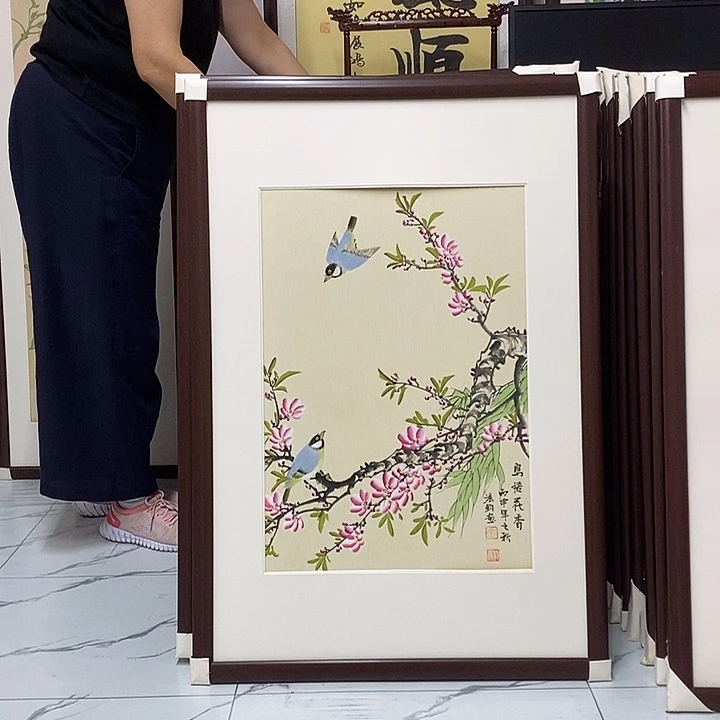 国画手绘作品带框发货
