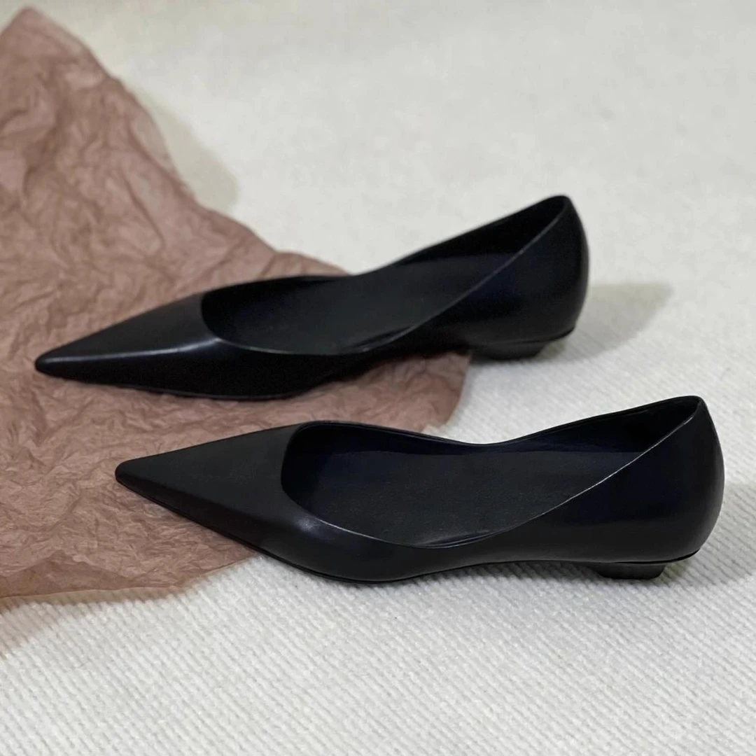 【维米克设计师版】明星同款2025春夏新款尖头浅口内增高低跟通勤