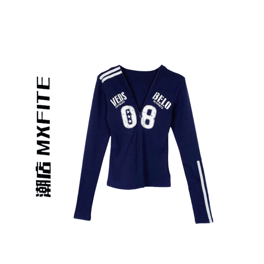 MXFITE潮店秋季新款个性修身显瘦做旧印花长袖打底衫(LF72020)