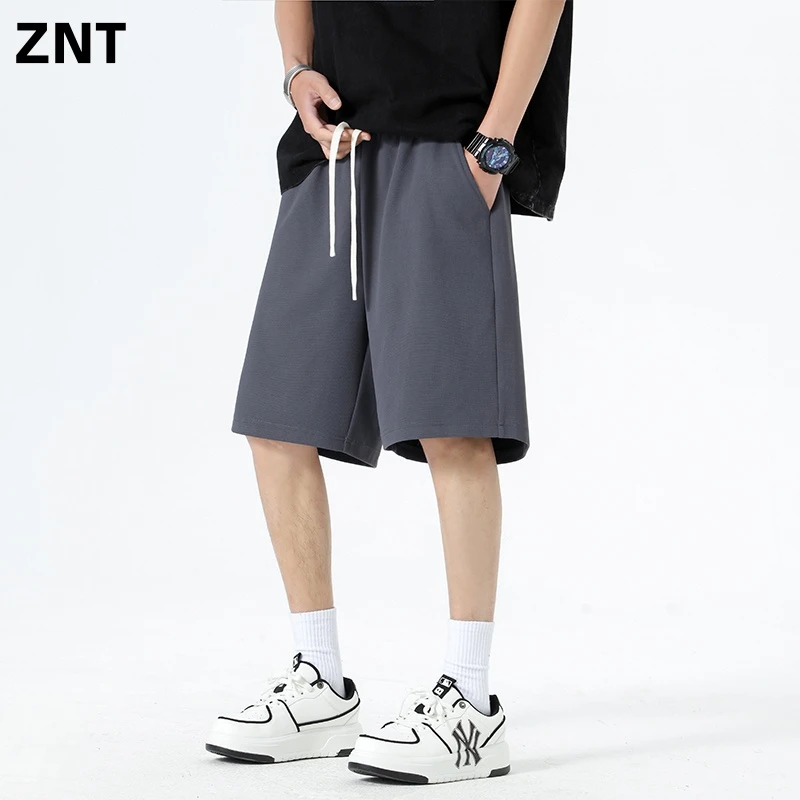 ZNT原创设计夏新品透气宽松直筒纯色五分裤百搭休闲短裤男士