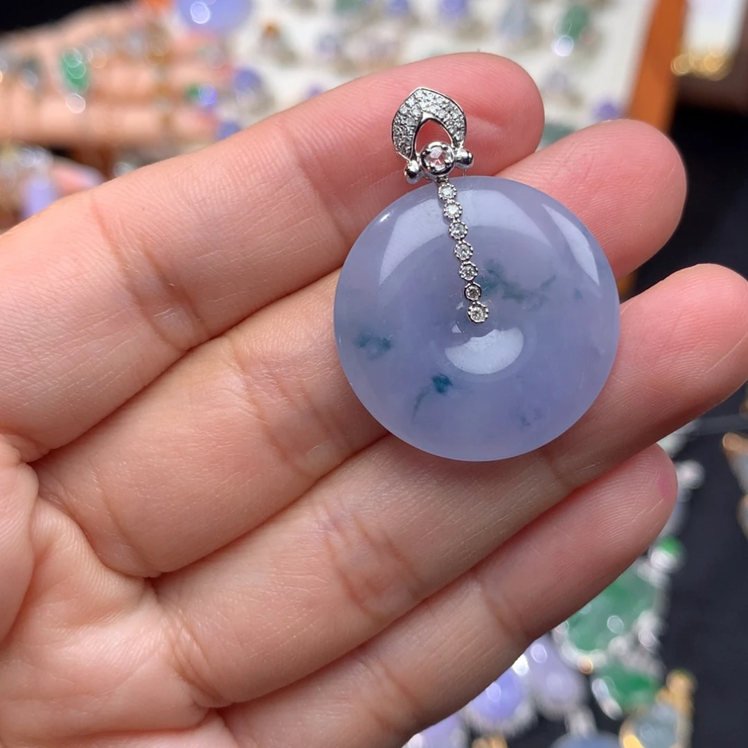 吊坠(不含链)18K金镶嵌翡翠