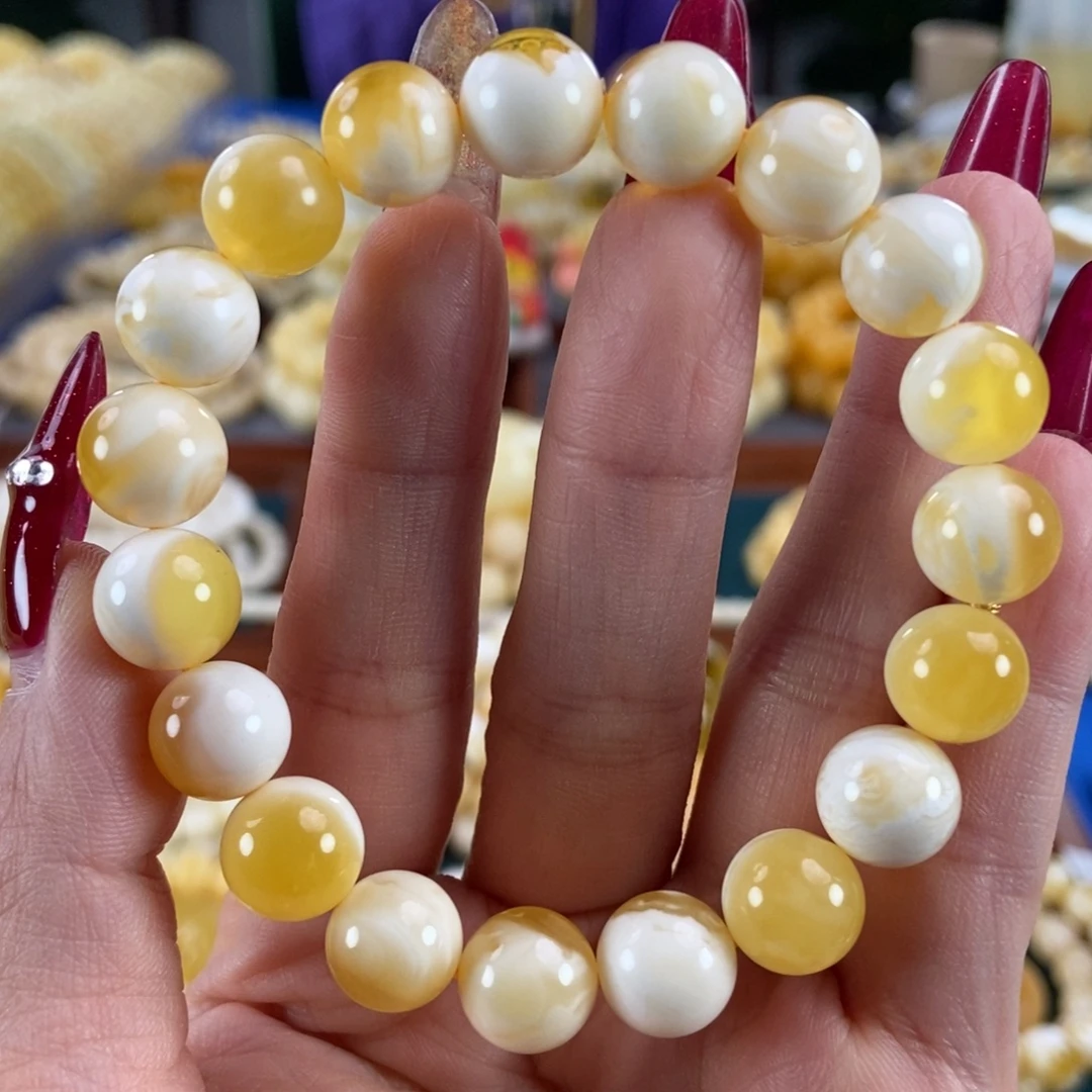 琥珀未镶嵌珠宝奇石10圆珠12.8