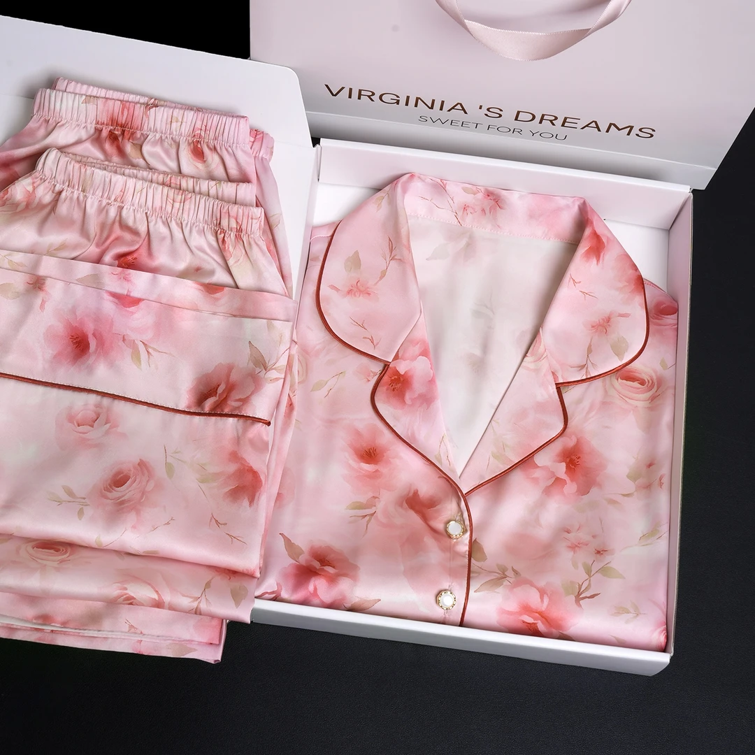 达芬奇密码粉韵花漾三件套2025爆款欧若风睡衣宽松女士家居服套装